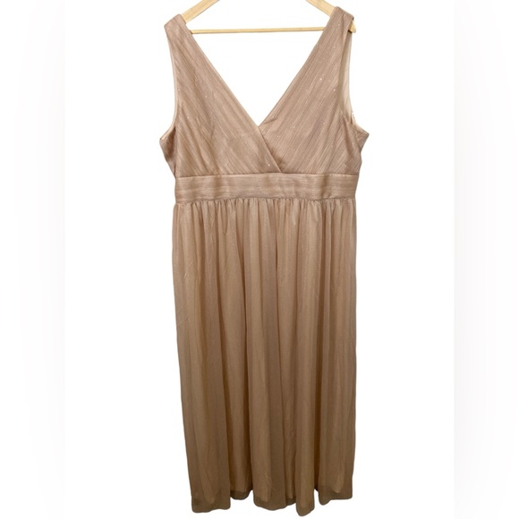 Double V Neck Floor Length Sparkly Evening Dress - Picture 3 of 3